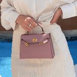 Lovellas Petite Top - Handle Leather Bag – Elegant Structured Satchel - in Salmon Pink | Arvea Bags