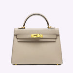 Lovellas Petite Top - Handle Leather Bag – Elegant Structured Satchel - in Sand | Arvea Bags