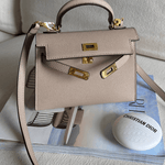 Lovellas Petite Top - Handle Leather Bag – Elegant Structured Satchel - in Sand | Arvea Bags