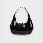 Lumi | Patent Leather Mini Hobo Bag – Glossy Finish & Curved Silhouette - in Black | Arvea Bags