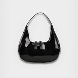 Lumi | Patent Leather Mini Hobo Bag – Glossy Finish & Curved Silhouette - in Black | Arvea Bags