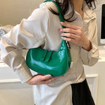 Lumi | Patent Leather Mini Hobo Bag – Glossy Finish & Curved Silhouette - in Green | Arvea Bags