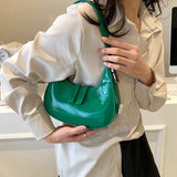 Lumi | Patent Leather Mini Hobo Bag – Glossy Finish & Curved Silhouette - in Green | Arvea Bags