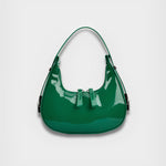 Lumi | Patent Leather Mini Hobo Bag – Glossy Finish & Curved Silhouette - in Green | Arvea Bags