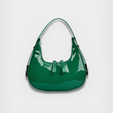 Lumi | Patent Leather Mini Hobo Bag – Glossy Finish & Curved Silhouette - in Green | Arvea Bags