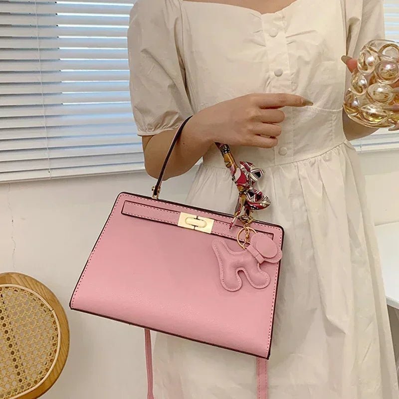 Luna | Black Mini Handbag with Scarf & Charm – Elegant & Playful - in Black | Arvea Bags
