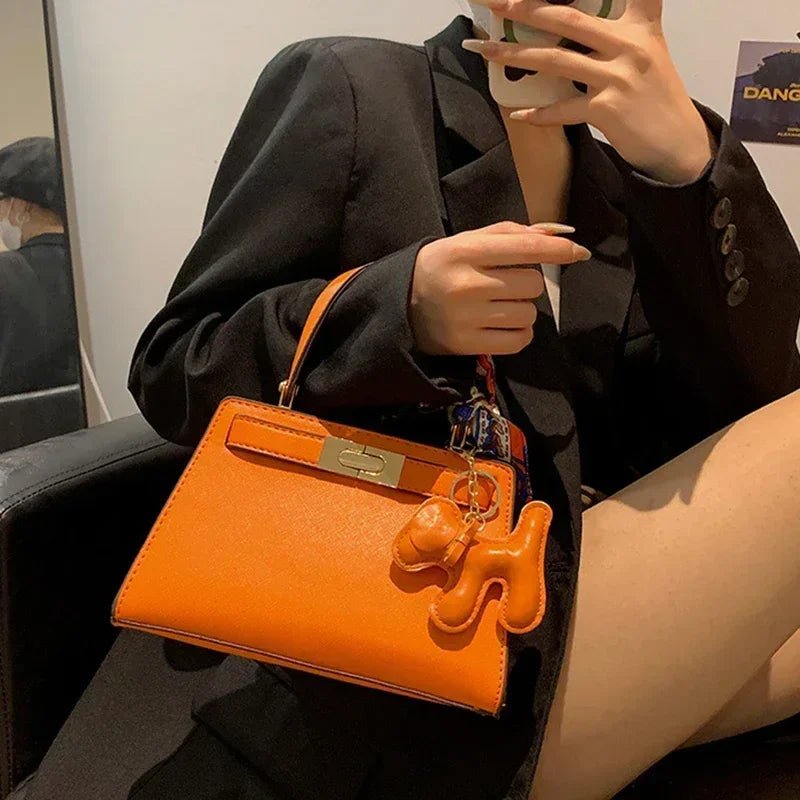 Luna | Black Mini Handbag with Scarf & Charm – Elegant & Playful - in Black | Arvea Bags