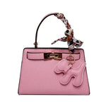 Luna | Black Mini Handbag with Scarf & Charm – Elegant & Playful - in Light Pink | Arvea Bags