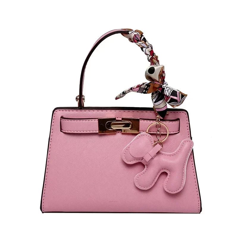 Luna | Black Mini Handbag with Scarf & Charm – Elegant & Playful - in Light Pink | Arvea Bags