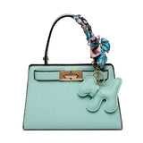 Luna | Black Mini Handbag with Scarf & Charm – Elegant & Playful - in Mint Green | Arvea Bags