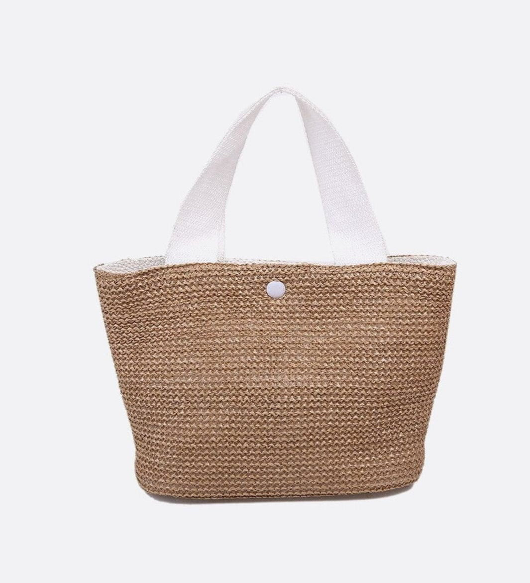 Luna Mini Straw Tote – Natural Woven Handbag - in Light Beige | Arvea Bags