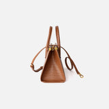 Lunaria | Elegant Croc - Embossed Leather Handbag - in Brown | Arvea Bags