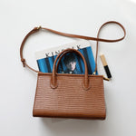 Lunaria | Elegant Croc - Embossed Leather Handbag - in Brown | Arvea Bags