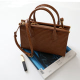Lunaria | Elegant Croc - Embossed Leather Handbag - in Brown | Arvea Bags