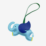 Luthien | Flying Elephant Leather Bag Charm – Whimsical Elegance & Playful Luxury - in Blue | Arvea Bags