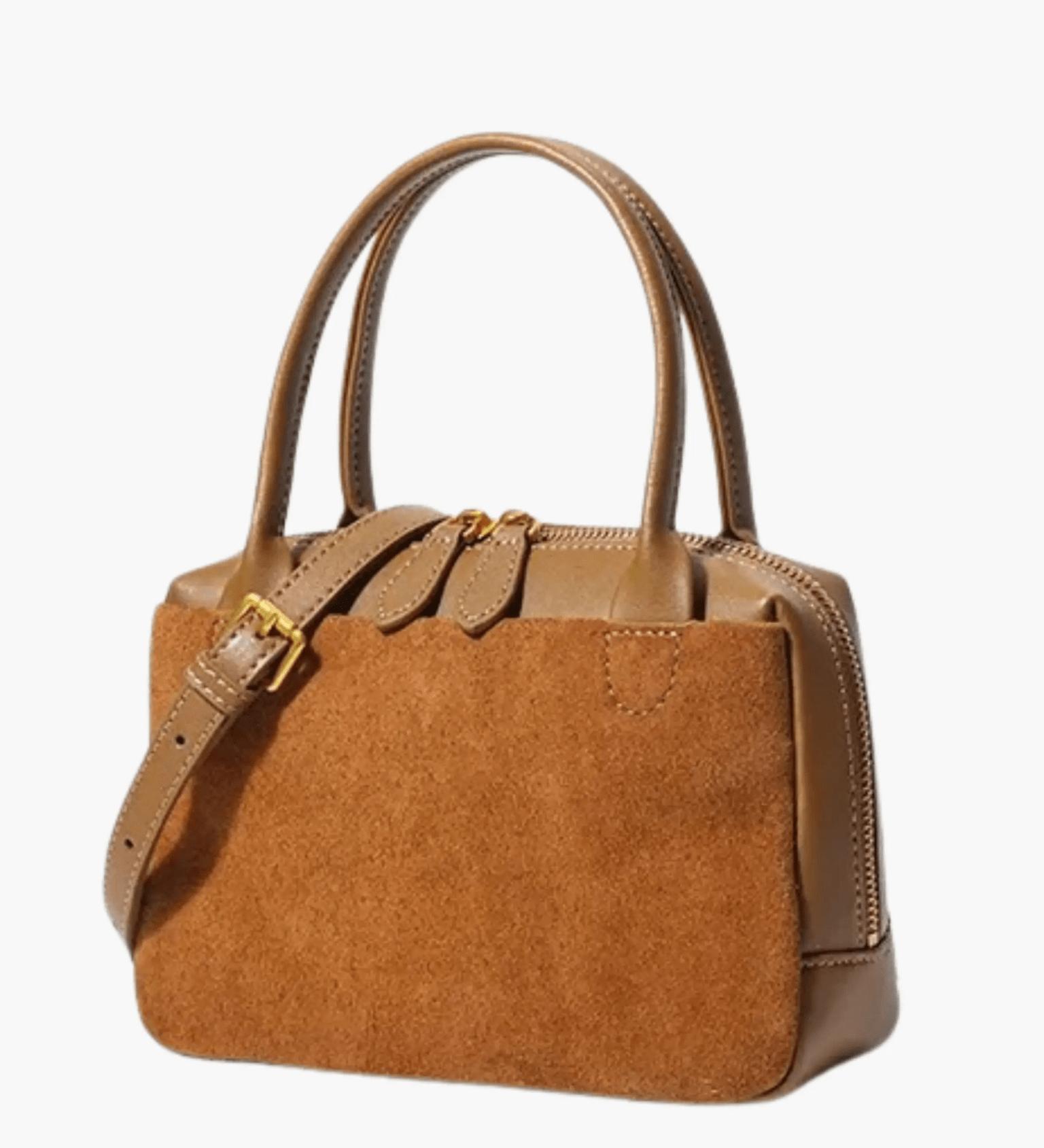 Luthira | Suede & Leather Handbag – Rustic Elegance - in Brown | Arvea Bags