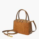 Luthira | Suede & Leather Handbag – Rustic Elegance - in Purple | Arvea Bags