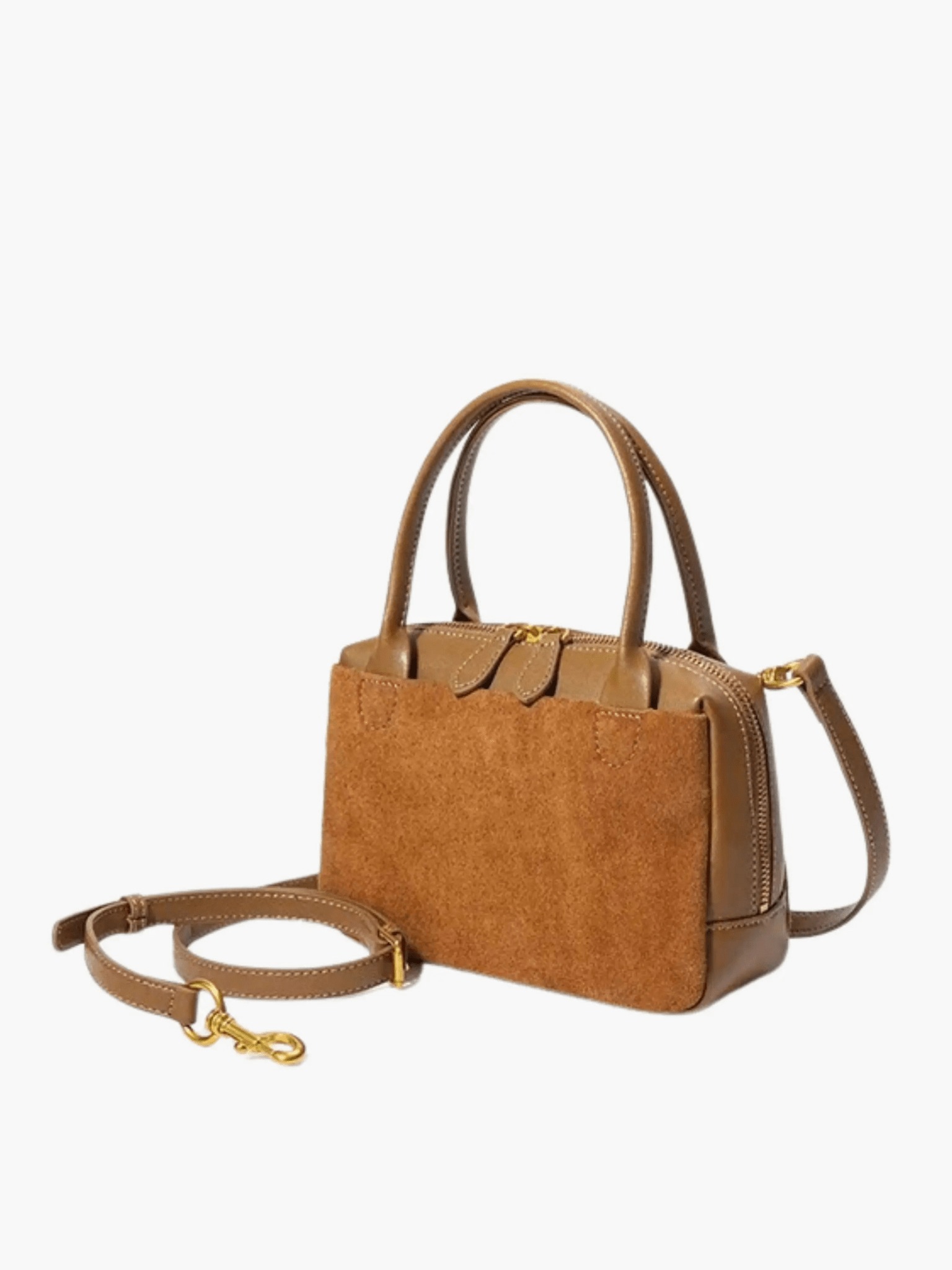 Luthira | Suede & Leather Handbag – Rustic Elegance - in Purple | Arvea Bags