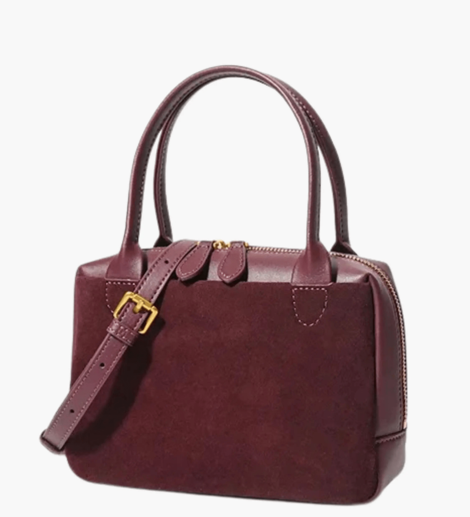 Luthira | Suede & Leather Handbag – Rustic Elegance - in Purple | Arvea Bags