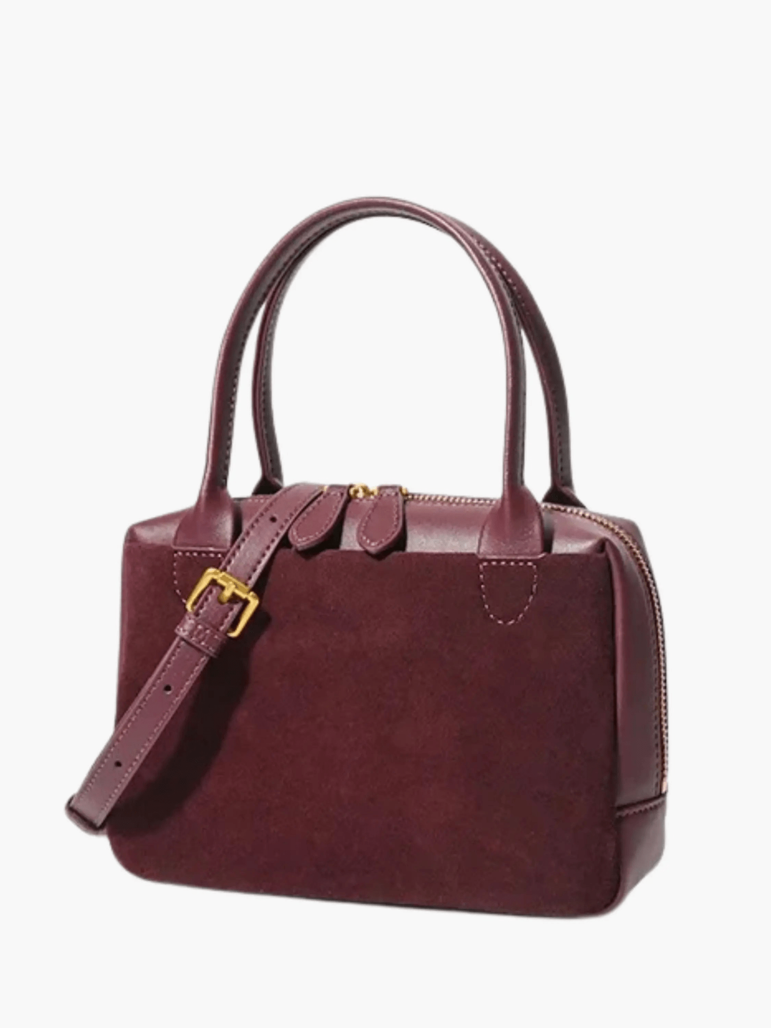 Luthira | Suede & Leather Handbag – Rustic Elegance - in Purple | Arvea Bags