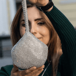 Luxe | Silver Crystal Mesh Knot Bag – Glamorous & Eye - Catching - in Gold | Arvea Bags