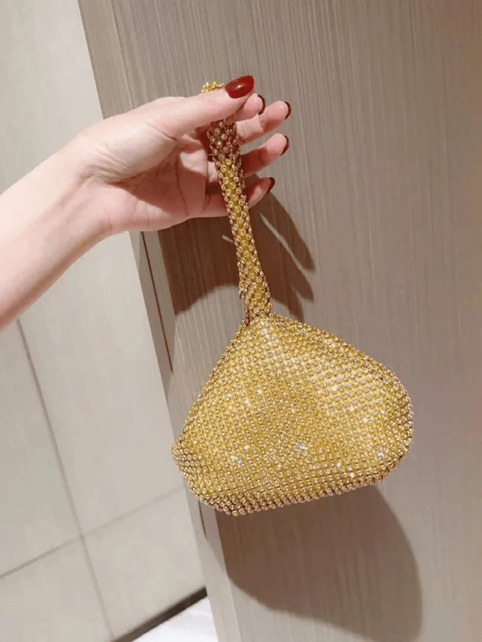 Luxe | Silver Crystal Mesh Knot Bag – Glamorous & Eye - Catching - in Gold | Arvea Bags