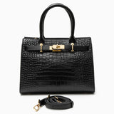 Luxury Black Croc - Embossed Leather Handbag – Elegant Designer Tote for Women - in Black | Arvea Bags