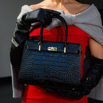 Luxury Black Croc - Embossed Leather Handbag – Elegant Designer Tote for Women - in Black | Arvea Bags
