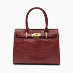 Luxury Black Croc - Embossed Leather Handbag – Elegant Designer Tote for Women - in Burgundy | Arvea Bags