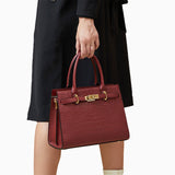 Luxury Black Croc - Embossed Leather Handbag – Elegant Designer Tote for Women - in Burgundy | Arvea Bags