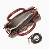 Luxury Black Croc - Embossed Leather Handbag – Elegant Designer Tote for Women - in Burgundy | Arvea Bags