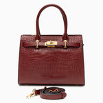 Luxury Black Croc - Embossed Leather Handbag – Elegant Designer Tote for Women - in Burgundy | Arvea Bags