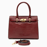 Luxury Black Croc - Embossed Leather Handbag – Elegant Designer Tote for Women - in Burgundy | Arvea Bags