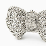 Luxury Crystal Bow Purse – Chic, Glamorous & Event - Perfect - in Silver | Arvea Bags