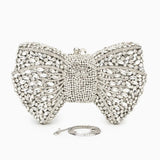 Luxury Crystal Bow Purse – Chic, Glamorous & Event - Perfect - in Silver | Arvea Bags