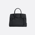 Luxury full - grain leather tote bag in camel – timeless and versatile fashion accessory - in Dark Night Black | Arvea Bags