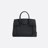 Luxury full - grain leather tote bag in camel – timeless and versatile fashion accessory - in Dark Night Black | Arvea Bags
