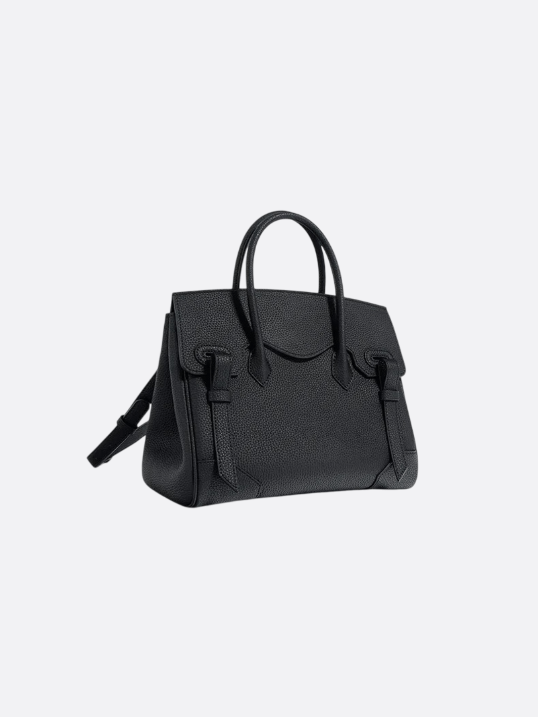 Luxury full - grain leather tote bag in camel – timeless and versatile fashion accessory - in Dark Night Black | Arvea Bags