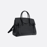 Luxury full - grain leather tote bag in camel – timeless and versatile fashion accessory - in Dark Night Black | Arvea Bags