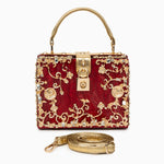 Luxury Gold Embellished Acrylic Evening Clutch Bag – Designer Box Purse for Weddings & Special Occasions - in Red | Arvea Bags