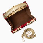 Luxury Gold Embellished Acrylic Evening Clutch Bag – Designer Box Purse for Weddings & Special Occasions - in Red | Arvea Bags