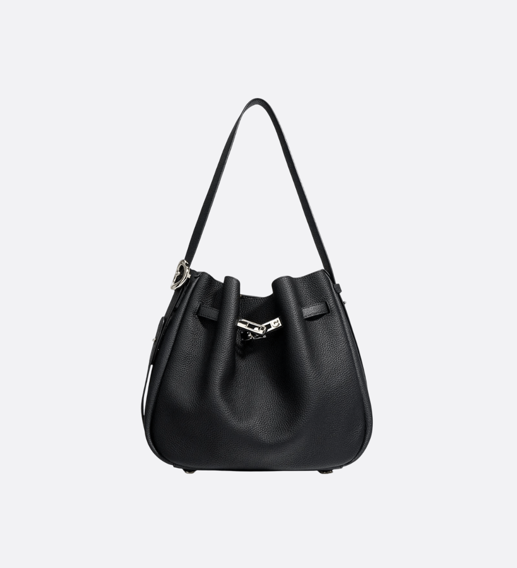 Luxury Leather Bucket Bag for Women – Sleek Structured Design - in Black | Arvea Bags