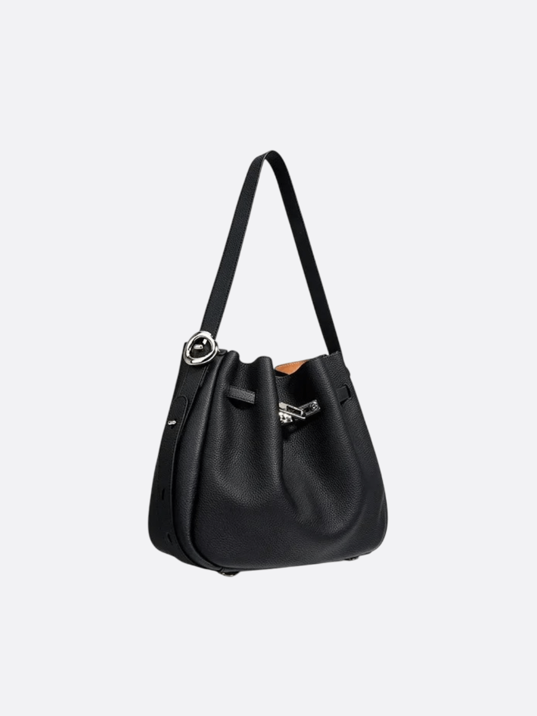 Luxury Leather Bucket Bag for Women – Sleek Structured Design - in Black | Arvea Bags