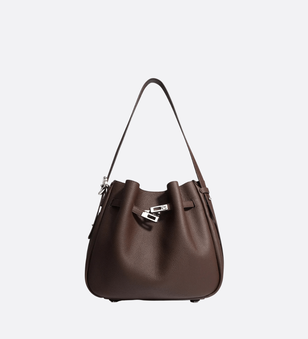 Luxury Leather Bucket Bag for Women – Sleek Structured Design - in Black | Arvea Bags