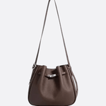 Luxury Leather Bucket Bag for Women – Sleek Structured Design - in Cappuccino | Arvea Bags