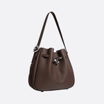 Luxury Leather Bucket Bag for Women – Sleek Structured Design - in Cappuccino | Arvea Bags