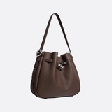 Luxury Leather Bucket Bag for Women – Sleek Structured Design - in Cappuccino | Arvea Bags