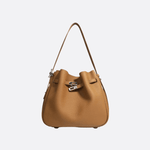Luxury Leather Bucket Bag for Women – Sleek Structured Design - in Golden Brown | Arvea Bags
