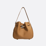 Luxury Leather Bucket Bag for Women – Sleek Structured Design - in Golden Brown | Arvea Bags