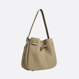 Luxury Leather Bucket Bag for Women – Sleek Structured Design - in Golden Brown | Arvea Bags